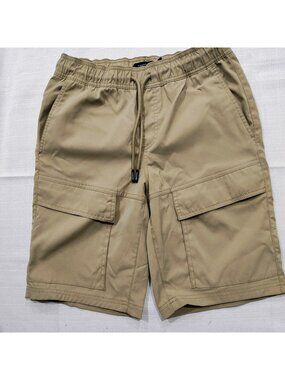 Tahari "Soho Tech Short" Pecan Elastic Waist Drawstring Cargo Shorts (Small)